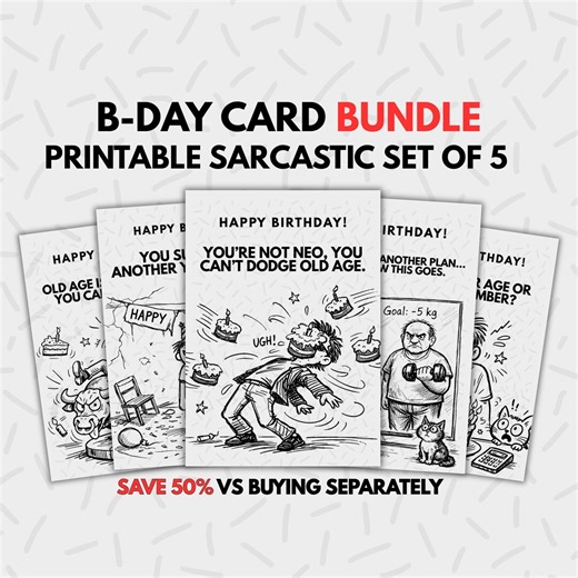 Inappropriate Birthday Cards Bundle - Set of 5 Printable Sarcastic Greeting Cards | Instant Download - Etsy