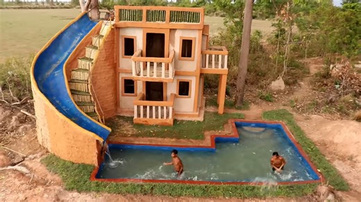 Building a water slide park into an underground swimming pool