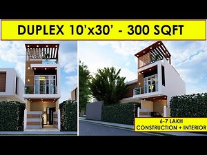 10 x 30 feet, 300 Sqft Small Modern House Plan & Interior Design, with Car Parking & Terrace Garden
