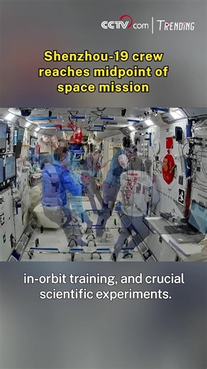 China's Shenzhou-19 crew has reached the halfway point of their space mission, with substantial progress made in station maintenance, in-orbit training, and crucial scientific experiments. #Trending #SpaceChina For more: https://english.cctv.com/ | CCTV