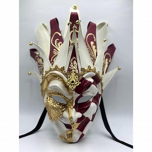 Luxury Venetian Joker Mask – Red, White & Gold - Etsy UK