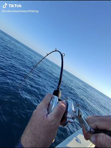 Absolute #epic bite on a slow pitch jig out in the deep waters! We enjoy using all kinds of different techniques to target fish offshore and this is one of them! #offshorefishing #slowpitchjigging #fyp #fun