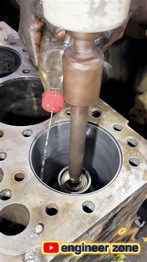 What Is He Doing Inside the Engine Block? 😱 Cylinder Boring & Honing Process Like a Pro 🔥 #Shorts