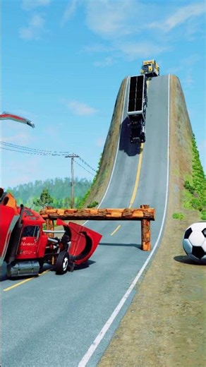 Tuck & police cars vs logs trap crash - BeamNG.drive #policecar #truck #truckcartoon