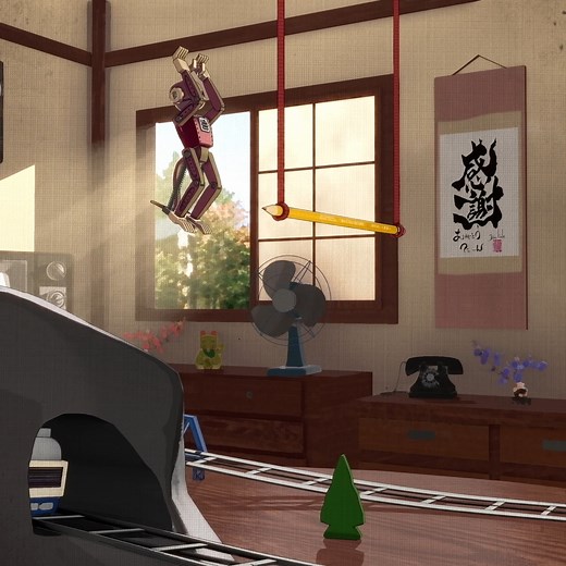 Dean Hughes on Instagram: "Made this little Showa era apartment for our @corridordigital Satisfying Render challenge. . . . . . #Blender #B3D #eevee #animation #Japan #monkey #robot"