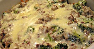 Hamburger, Sausage, Broccoli Alfredo - Low Carb
