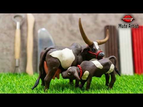 How To Make Cow And Calf With Clay Easy | Cow family making | Clay Modelling