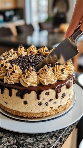 Chocolate Chip Cookie Dough Cake Ingredients For the cake: 2 ½ cups all-purpose flour 2 cups granulated sugar ¾ cup unsweetened cocoa powder 2 teaspoons baking powder 1 ½ teaspoons baking soda 1 teaspoon salt 1 cup whole milk ½ cup vegetable oil 2 large eggs 2 teaspoons pure vanilla extract 1 cup hot water For the edible cookie dough filling: ½ cup unsalted butter, softened ¾ cup packed light brown sugar ¼ cup granulated sugar 2 tablespoons whole milk 1 teaspoon pure vanilla extract 1 ¼ cups all