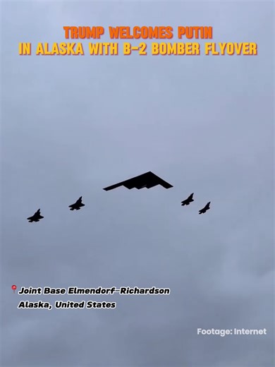 4.5M views · 80K reactions | #Trump welcomes #Putin with B-2 bomber flyover ahead of their meeting in Anchorage, #Alaska | China Xinhua News | Facebook