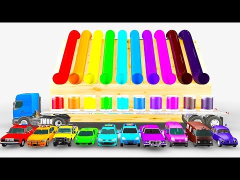 Learn Colors With Police Cars Vehicles Dipped In Liquid Paint For Kids Education On Learning Colour
