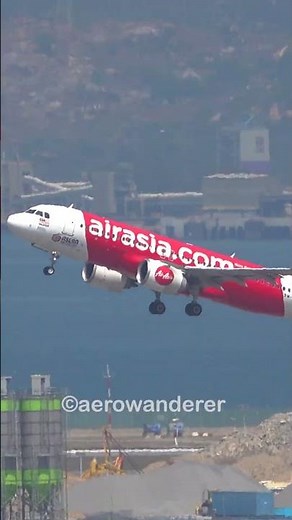 AIR ASIA A320NEO takeoff at Hong Kong Airport #shorts #aviation #airasia #a320 #takeoff #hongkong