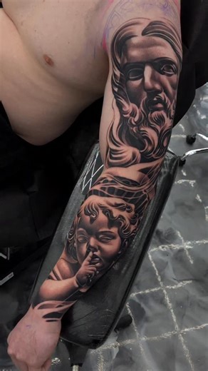 Jesus Lopez on Instagram: "Sleeve in progress 🤘🏼 Finishing it up the next few days ! Wait on it 🏆 Booking info text “KOLORS” (626) 507-5821 📱 . . . #rebelkolorstattoos #rebelkolors #prodigy #prodigyartstudio #mergerink"