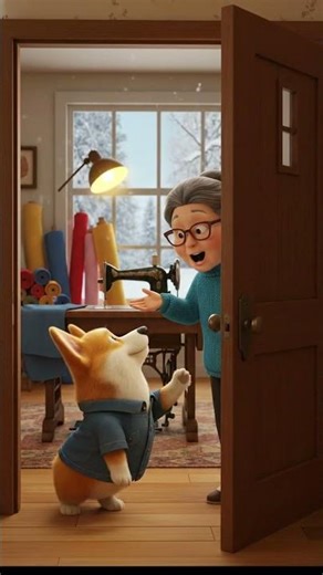 Corgi Sews 20 Coats for Freezing Shelter Dogs! 🧥❄️ Amazing! #shorts