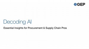 #AI is reshaping #procurement and #SupplyChain. But what’s reality and what’s hype? This #GEP white paper explores AI’s impacts and applications, with key considerations to keep in mind. Watch the highlights here: https://bit.ly/3XcNcdy | GEP Worldwide