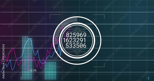 Animation of scope scanning scope scanning numbers changing and data processing