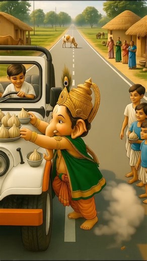 Bal Ganesh Modak Lekar Bhag Gaye 😂 Cute Ganesha Funny #tiktokeffects #trending #ganpati #shorts #ai