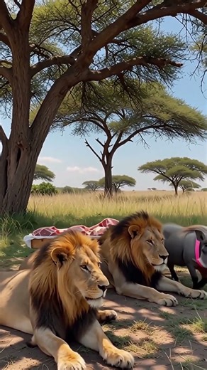 "Did This Warthog Just Bribe a Lion with Meat? | Strange Animal Behaviour" #shorts #shortvideo