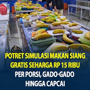 7.1K views · 132 reactions | Potret Simulasi Makan Siang Gratis Seharga Rp 15 Ribu per Porsi, Gado- Gado Hingga Capcai Program makan siang gratis yang diusung oleh paslon Prabowo-Gibran dilakukan uji coba di Tangerang, Banten pada Kamis (29/2/2024). Simulasi ini dilakukan di bawah pemerintahan Presiden Joko Widodo (Jokowi) melalui Kemenko Perekonomian. Menko Perekonomian Airlangga Hartarto pun meninjau langsung simulasi program makan siang gratis di SMPN 2 Curug. | Tribun Sumsel | Facebook