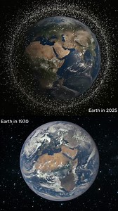 🌍 Earth in 2025 has over 10,000 active satellites orbiting the planet — with tens of thousands more pieces of debris moving at deadly speeds. 🚀 Key facts: • In 1970, fewer than 200 satellites were in orbit. • By 2025, that number has exploded to over 10,000 active satellites — mostly from communication mega-constellations. • There are now more than 30,000 tracked debris objects larger than 10 cm. • Millions of smaller fragments — too tiny to track — can still punch holes in spacecraft. • Some 