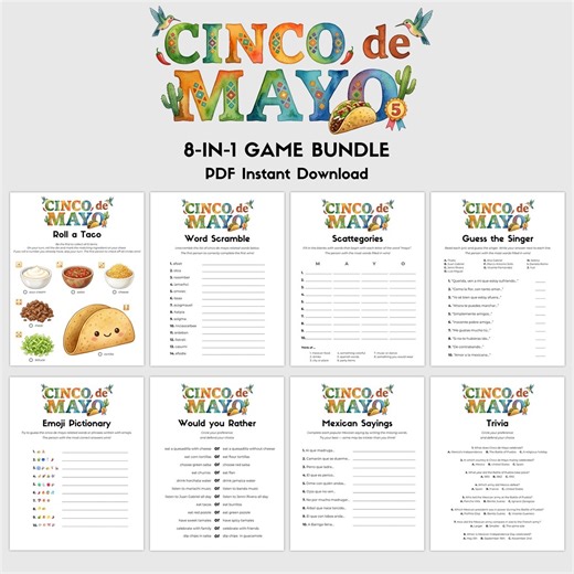 Cinco De Mayo Party Games Bundle Printable, 8 Fiesta Games Activities Pack - Etsy