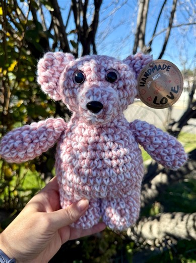 Handmade Teddy Bear - Pink - 10" Tall - Crochet - Amigurumi - Soft Bear - Gift Ideas - Gift - Bear - Stuffed Plushie - Crocheted Bear - Etsy