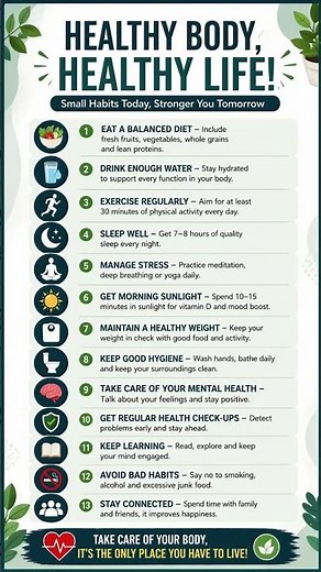 Healthy Body Healthy Life 💪 Daily Habits for Better Health