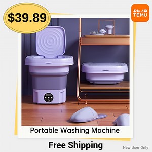 Foldable design, easy to store. $39.89 for 8L large capacity portable washing machine. | Temu