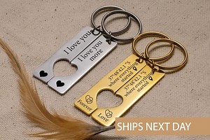 Custom Couple Heart Keychain Valentines Day Personalized Date for Boyfriend Girlfriend Matching Heart Keychains Boyfriend Couple Keychain - Etsy