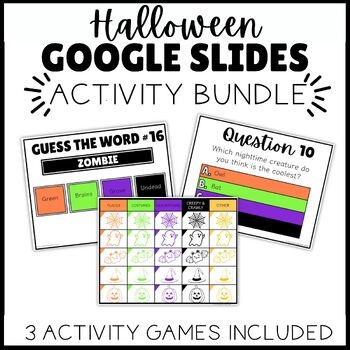 Halloween Class Party Activity Games! No Prep Google Slides -Classroom Fun