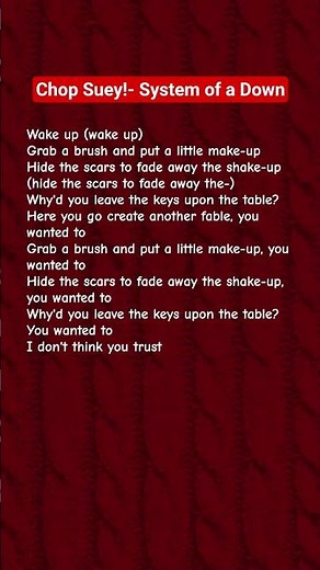 Chop Suey!- System of a Down #music #lyrics #chopsuey #systemoofadown #hitsjustmusic #2001music