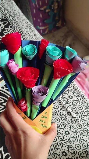 🌹 Easy Paper Flower Bouquet Card 🌸 | Beautiful Handmade Gift Idea