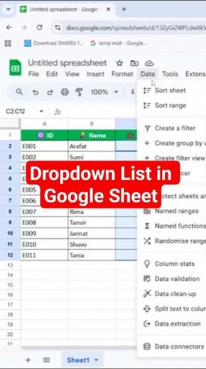 Create Dropdown List in Google Sheet | Bangla Tutorial #shorts