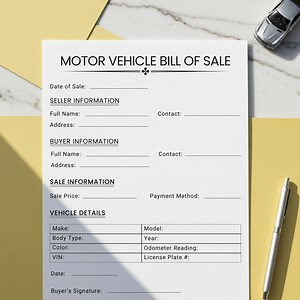Editable Vehicle Bill of Sale, Printable Motor Vehicle Sale Contract, Bill of Sale Form, Car Sale Form, Bill of Sale Agreement, Fillable PDF - Etsy