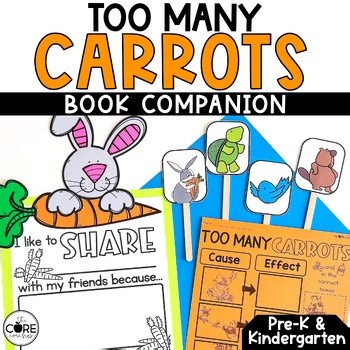 Too Many Carrots PreK Read Aloud, Bunny Activities, Rabbit Craft, Writing