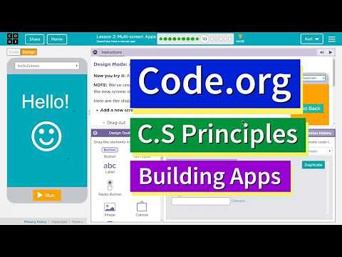 Multi-Screen Apps Lesson 2.10 Tutorial with Answers Code.org CS Principles