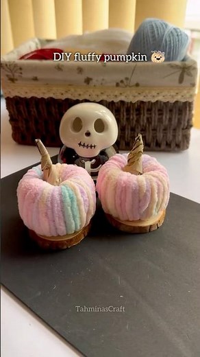 DIY fluffy pumpkin 🎃 | DIY cozy fall Halloween decor 🍂👻 #diy #reels #craft #fyp #halloween