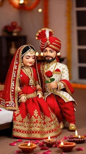 Punjabi Shaadi Romance | Tiny Doll Wedding & Suhagrat ASMR Short 🌹 #asmr #love #couple #shorts