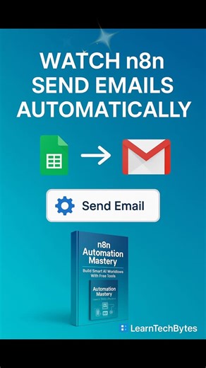 LearnTechBytes on Instagram: "🚀 Watch n8n send emails automatically! Every time a new row is added in Google Sheets → n8n can send Gmail emails instantly. This automation is perfect for: 🔹 Client onboarding 🔹 Form submissions 🔹 Invoice notifications 🔹 Lead follow-ups Want to learn this step-by-step? 📘 Get the “n8n Automation Mastery” ebook 🔗 Link in bio #n8n #nocodeautomation #automationtools #aiautomation #learntechbytes #productivityhacks