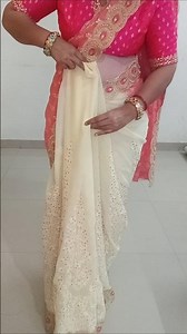 Attractive look in Border Saree draping tutorial/parfect side sholder pleats without any problems