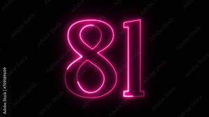 Number on Neon loop animation. frame video 4K shiny number, Neon Number Burning Effect, Count Number
