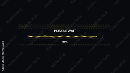 Hexagon grid progress bar animation with moving dots to show loading status and wait time during a task