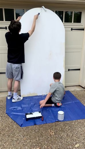 My boys putting in work painting backdrops. #balloonsbyblake #balloons #wife #mother