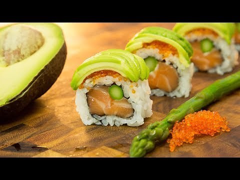How to Make a Flying Tiger Sushi Roll - Salmon Avocado Roll