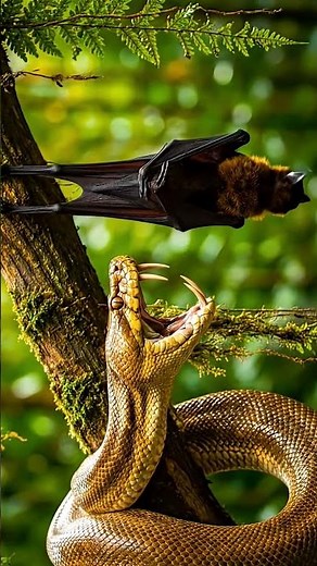 Golden Python vs Bat | Ultra-Realistic 8K Cinematic Jungle Moment #asmr #miracinonyx #treepython