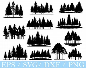 Tree Forest Svg, Tree Forest Silhouette, Tree Forest Vector, Dxf, Png - Etsy