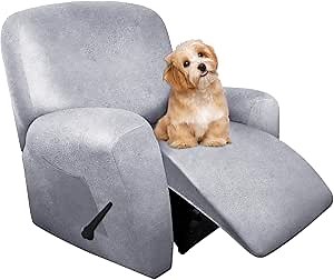 molasofa Recliner Chair Covers - 4 Pieces Leather Like Large Recliner Covers with Pocket Soft Non Slip Stretch Recliner Slipcover for Lazy Boy Recliner Chair Washable (Marbling)