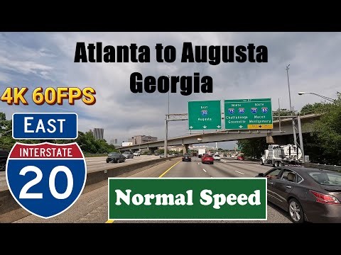 4K Drive: Atlanta to Augusta. Georgia. I 20 East. Interstate 20 East