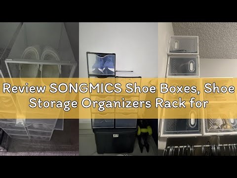 Review SONGMICS Shoe Boxes, Shoe Storage Organizers Rack for Closet, Plastic Stackable Sneaker Conta