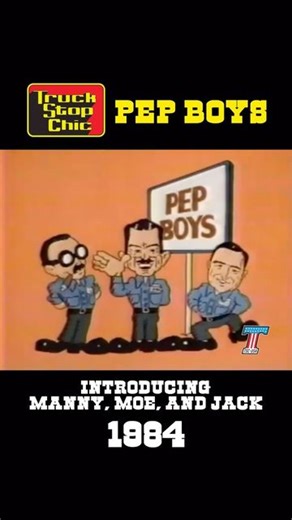 Truck Stop Chic on Instagram: "Pep Boys, founded in 1921 by four ambitious friends—Manny Rosenfeld, Moe Strauss, Jack Jackson, and Moe Radavitz—started as a small auto parts store in Philadelphia and quickly revved up into a national powerhouse. Their iconic logo, featuring the unforgettable caricatures of Manny, Moe, and Jack, became a beacon for drivers everywhere. (With only one Moe, because Radavitz actually left the company shortly after it started.) In 1984, Pep Boys shifted into high gear