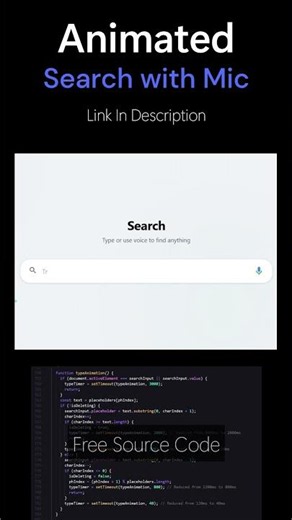 Modern Search UI with Typing Placeholder Animation & Voice Search | HTML CSS JS